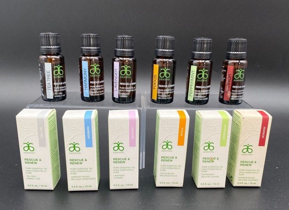 Arbonne Rescue & Renew Pure Essential Oil Set 6x15ml Warrior Tea Tree New